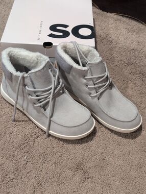 Kohl's Gray Lace-Up Fleece Ankle Boots